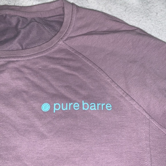 Pure barre cropped sweat shirt lavender mauve with aqua logo small hard to find - Picture 1 of 7